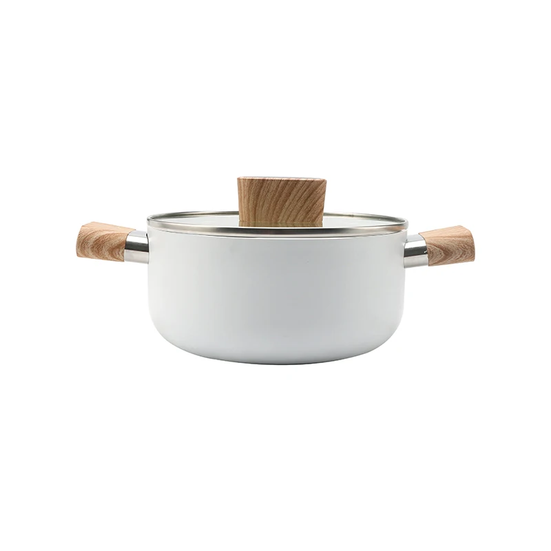 New Design Cheap High Quality Wooden Handle Korean Ceramic White Casserole