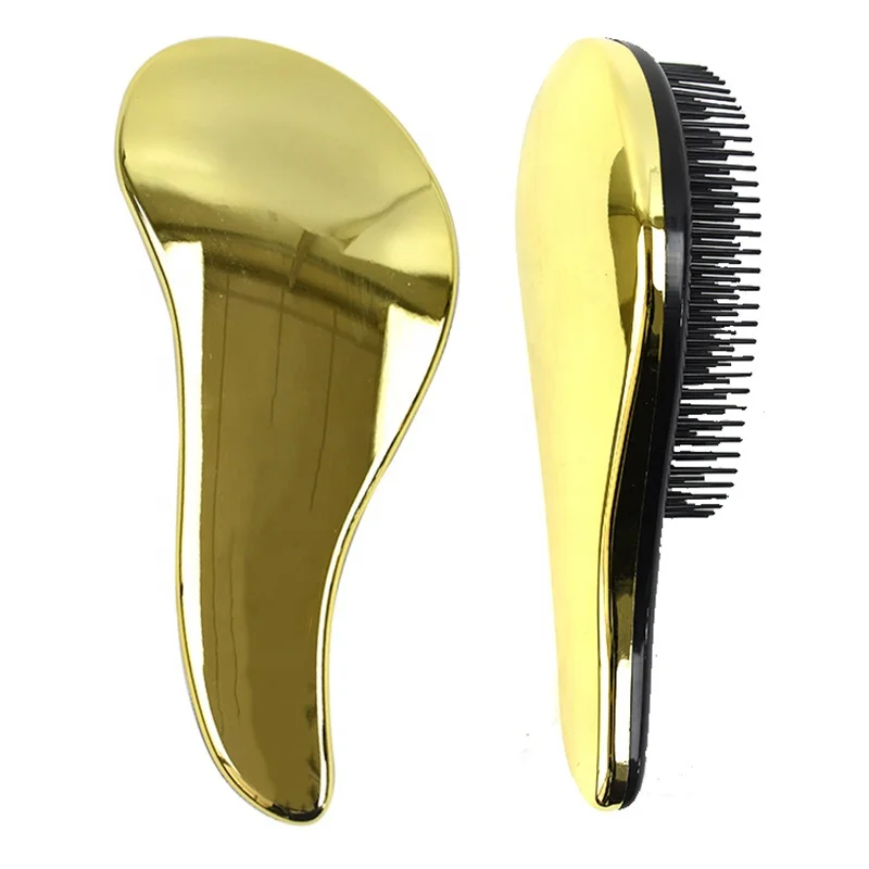 FYD New Models Electroplating Finish Custom Logo 6 Row Massage Boar Bristle Hair Brush Vent Comb