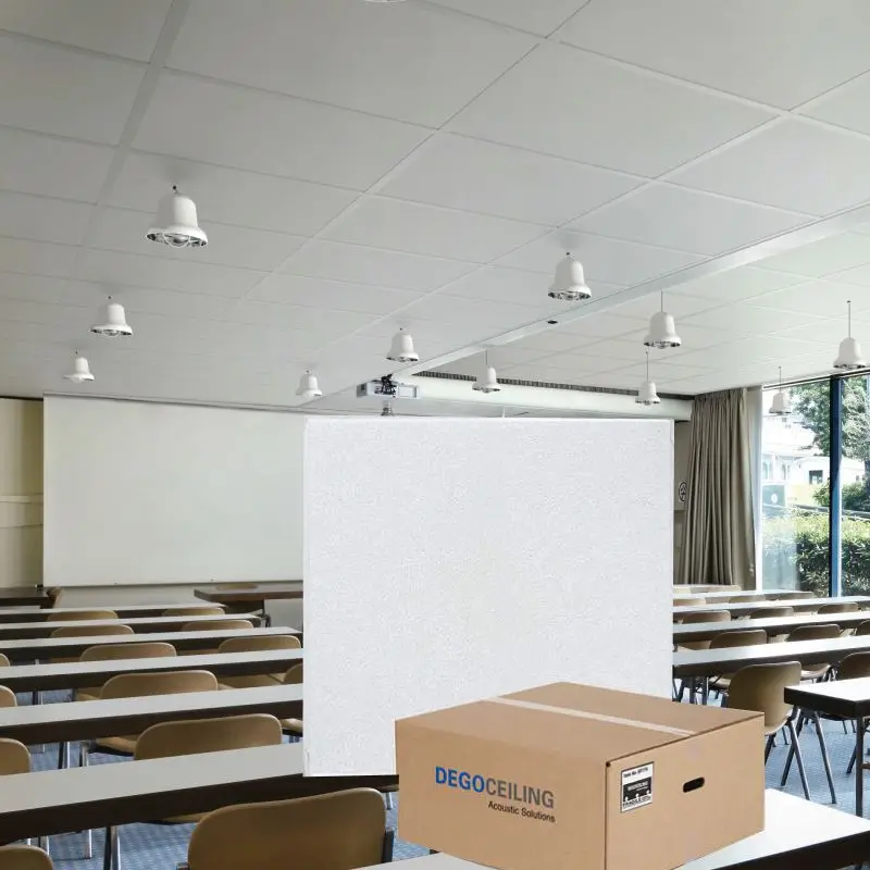 Fireproof fabric wrapped acoustical drywall fiber glass wool core panels. quick install decorative wall panels Suspended grid