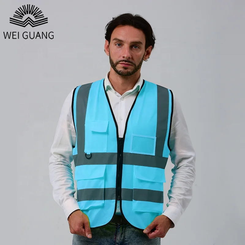 High Quality S-3XL  Fluorescent Construction Reflect Jacket Strap Safety Clothes Turn Signal Reflective Vest with Custom LOGO