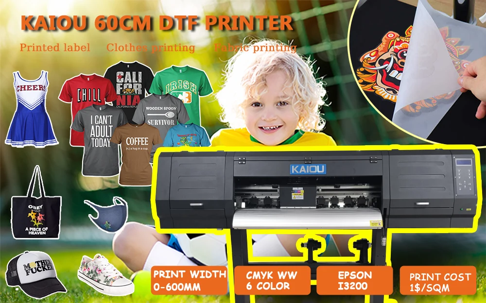 flatbed digital banner t shirt printer digital t-shirt 4 head 60cm dtf printer printing machine professional dtf printer dtf