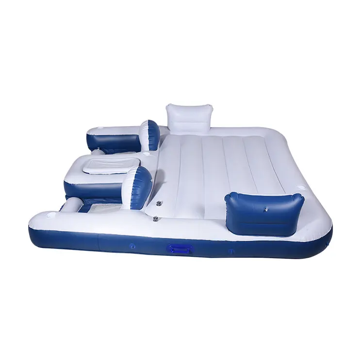 Four People square Floating Island Backrest Floatie Inflatable Floating Platform Inflatable Pool Float