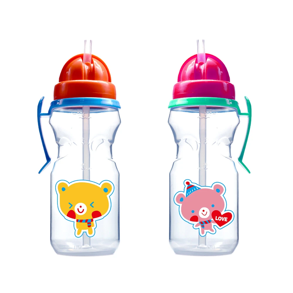 BPA free Approved Food Grade Easy Clean plastic baby straw bottle kids sport water bottle