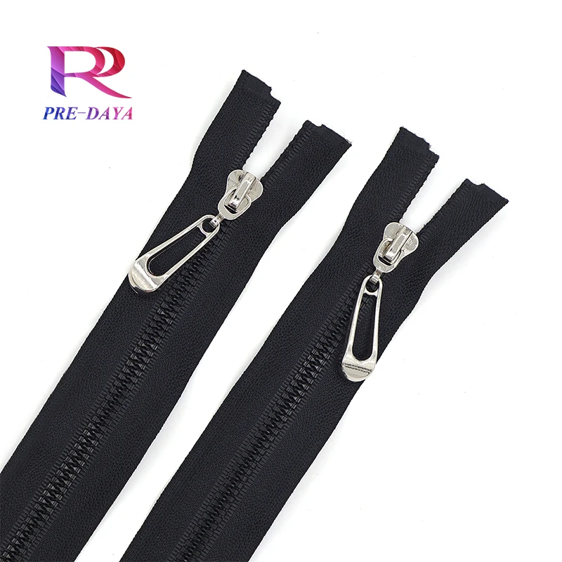 Good quality 5# Plastic Zipper Open End With Hang Paint Shiny Nickel Slider