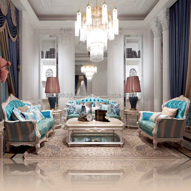 European Classic Sectional Fabric sofa  Set Neoclassical Solid wood carving sofa For Living Room Furniture