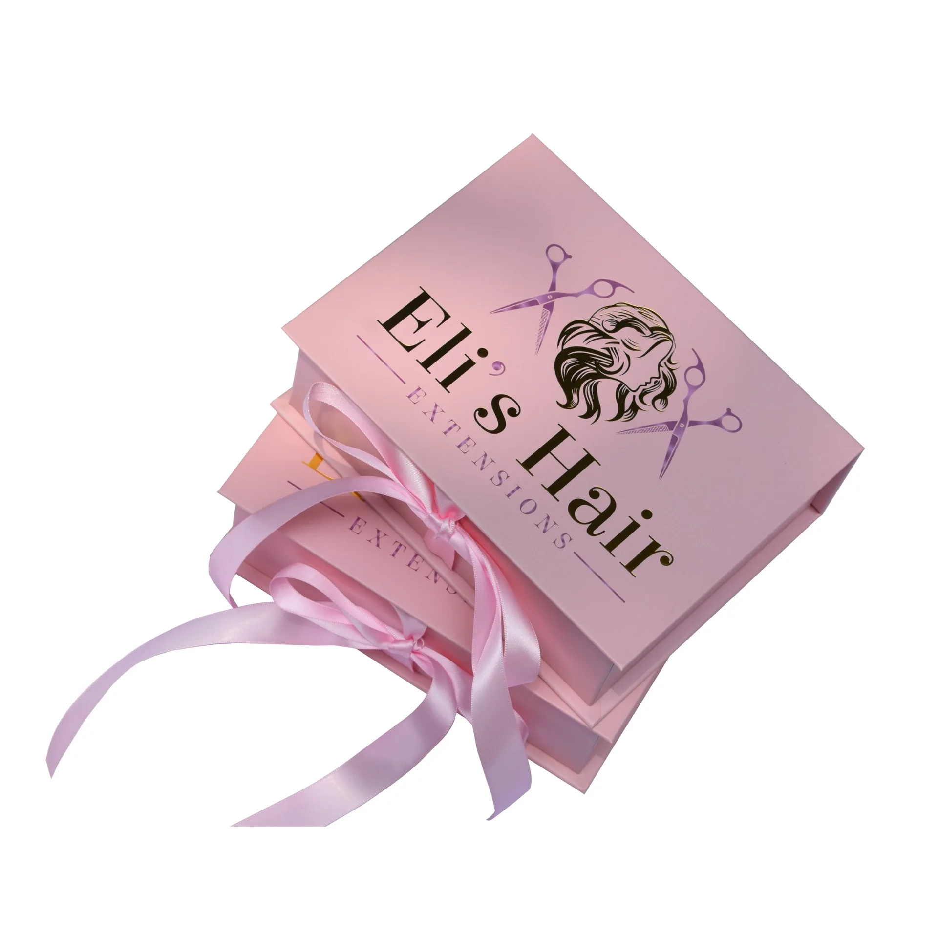 Custom Luxury Magnetic Closure Hair Packaging Boxes Wholesale Pink Bundles Wig Packaging For Hair Extension Box