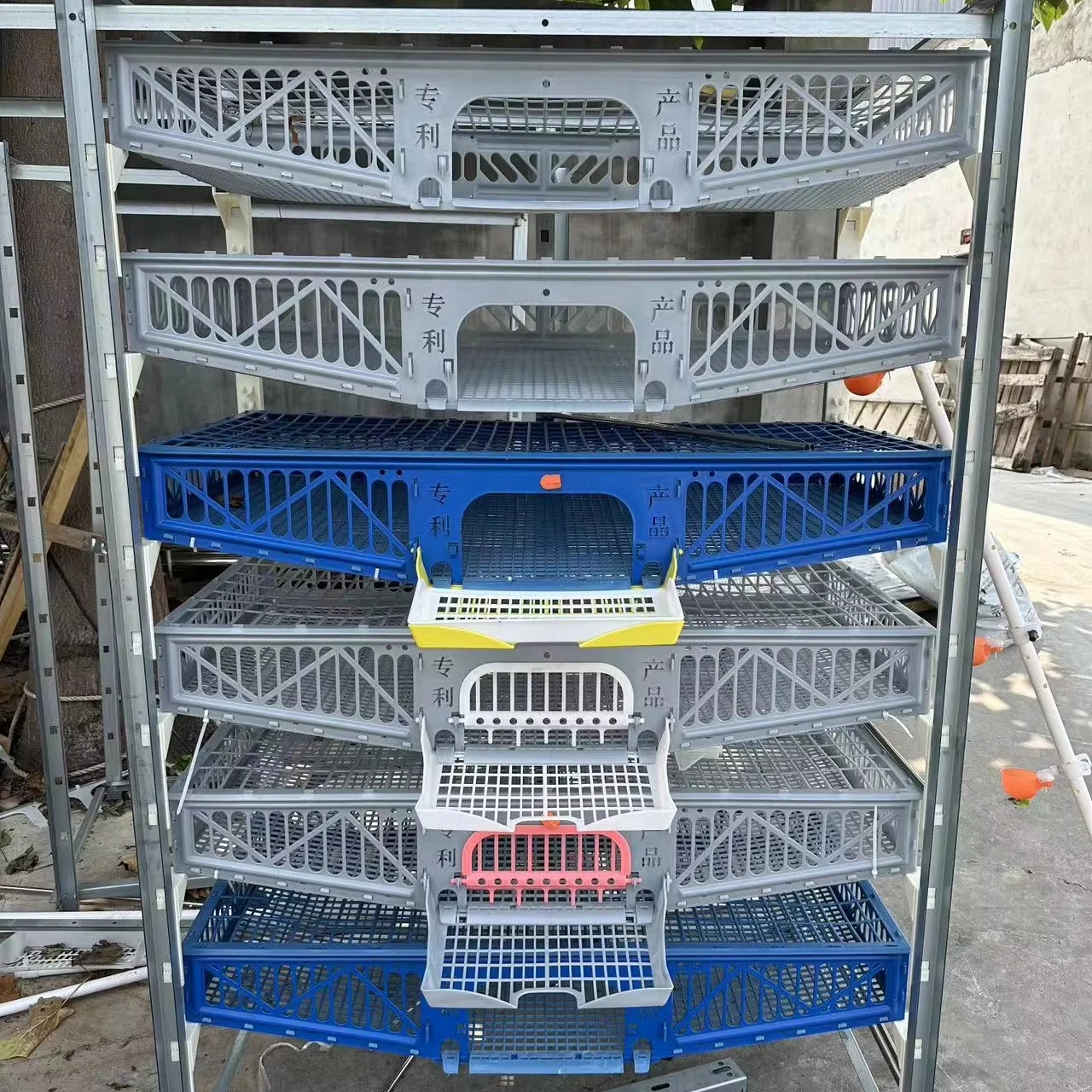 Poultry Farm Equipment H Type 6-layer 300 Quail Breeding Cage HJ-QC400B Plastic Pvc Quail Cage for Egg Production