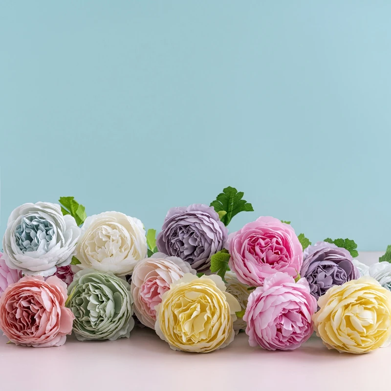 Silk Ranunculus Stems White Artificial Flower Bush Wedding Home Decoration