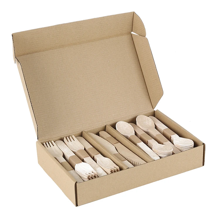 
200pcs disposable and compostable birch wood bamboo spoon fork knife home kitchen hanging tableware/cutlery/flatware 