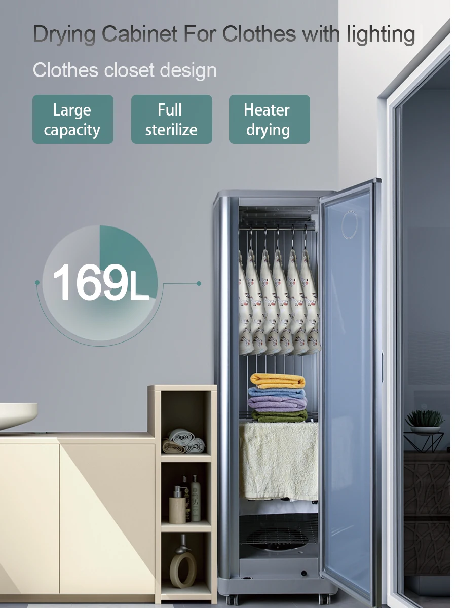 
A mini small compact automatic space saving baby hot air hanging portable electric clothes dryer 