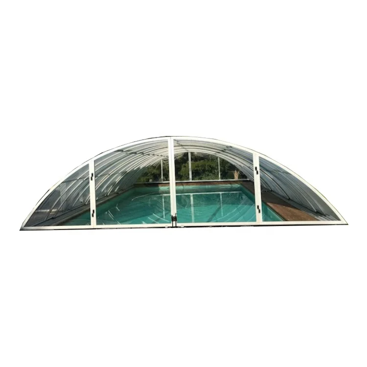 HOT SALE Medium Line Arc Telescopic Swimming Pool Enclosures PC sheet Aluminium alloy