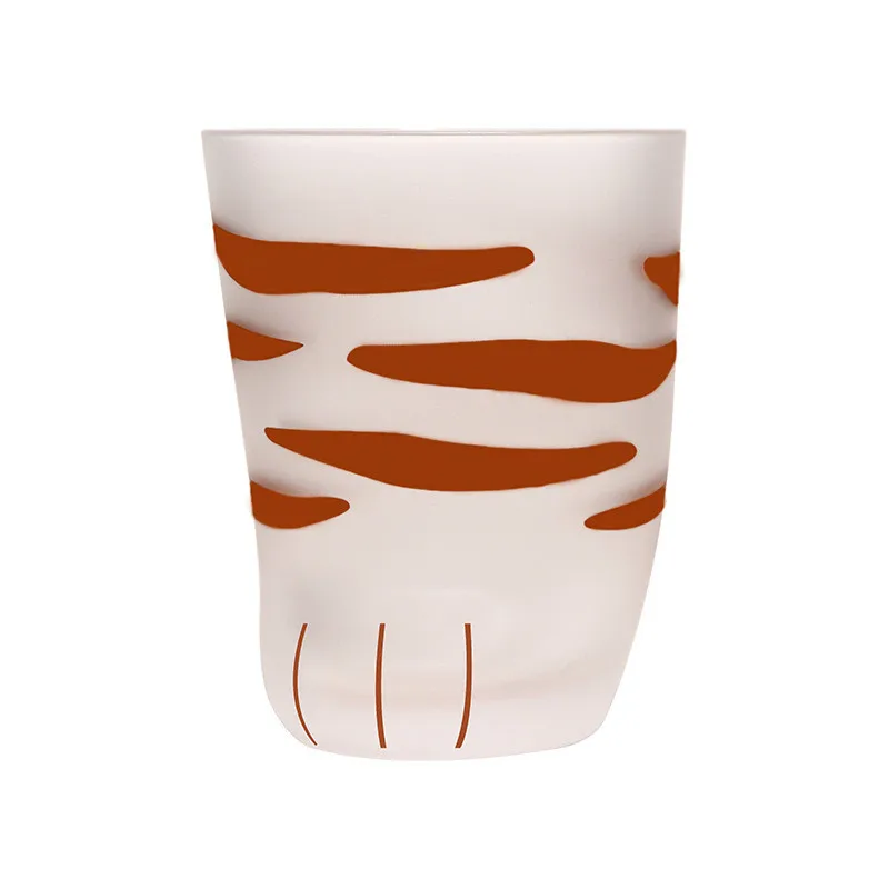 300ml Cute Cat Claw Frosted Glass Cup Kid Glass Tumbler for Kitty Lovers Gift Milk Water Juice Drinking