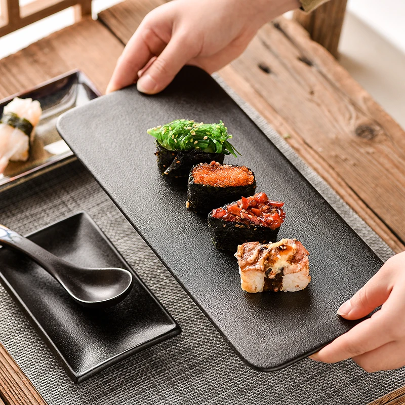 8 10 12 inch Rectangular Oval Japanese Restaurants Ceramic Dinner Dishes Sushi Plates