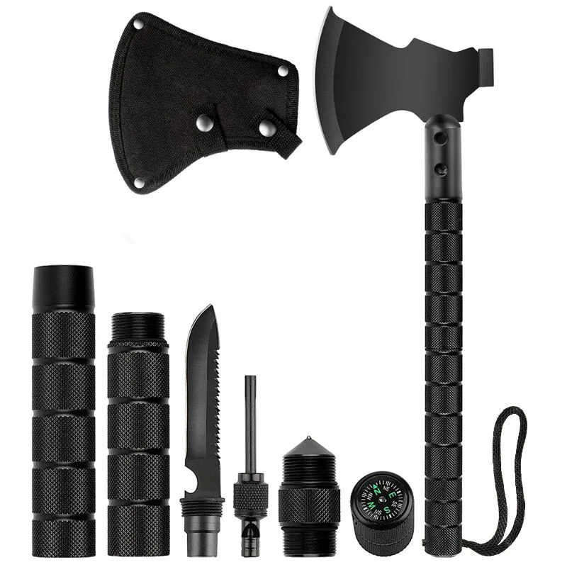 Hot sale 10 in 1 Multifunctional foldable aluminum handle outdoor tool axe Tactical axe set for Camping Survival