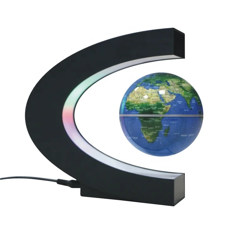Manufacturer direct supply dropshipping C shape 3inch anti gravity magnetic levitating globe with lighting touch switch