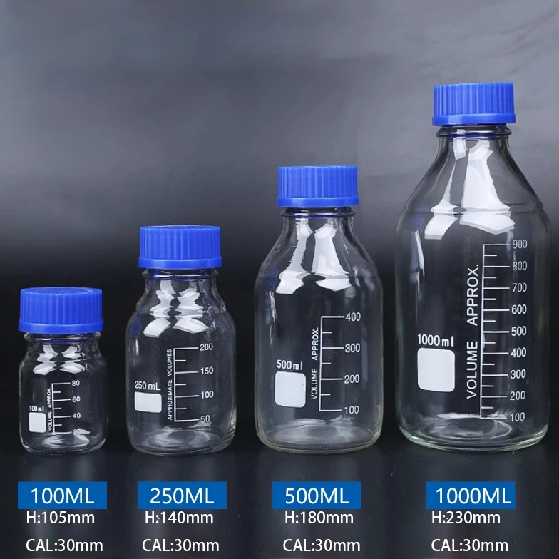 
Laboratory Chemical Blue Screw Cap Glass Reagent Bottle 
