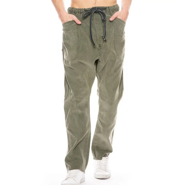 custom oem fashion designer high waist causal trousers boy outdoor workout streetwear khaki winter vintage men corduroy pants