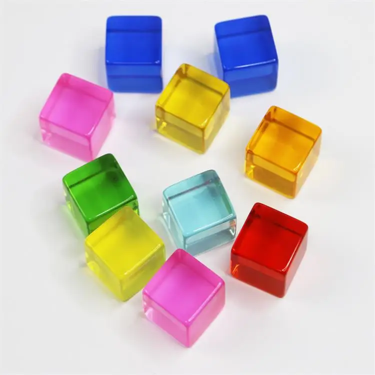 Colorful Waterproof Artificial Ice Cubes Custom Round-Cornered Reusable Plastic Table Decoration Crystal Resin Block