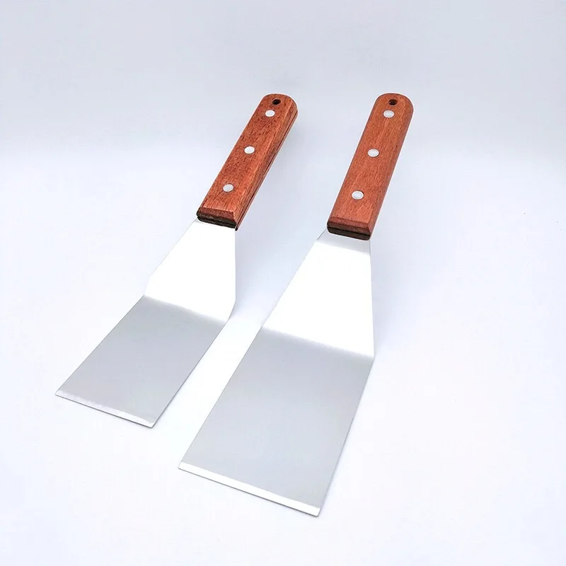 Griddle Spatula Turners Shovel Meat Flipper Grill Spatula Tools with wooden handle for BBQ Grill and Flat Top Griddle