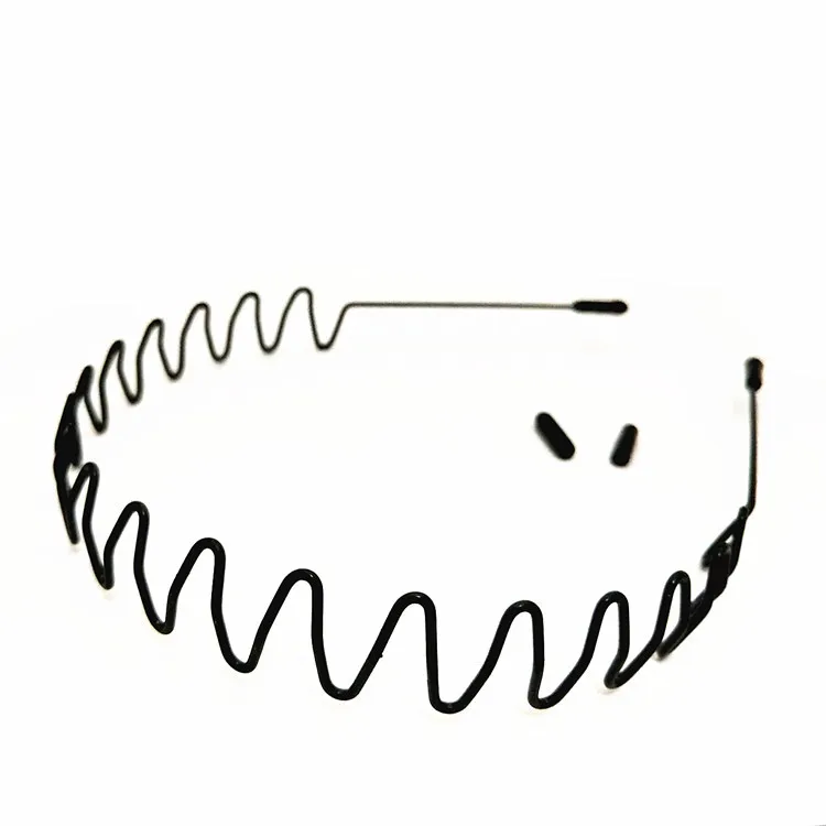 Металлическая повязка на голову черный обруч для волос волнистая унисекс гибкие повязки аксессуары женщин и