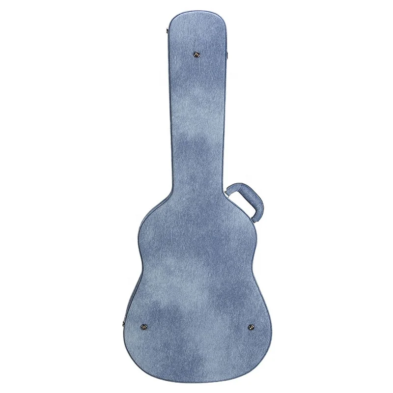 Wash Denim Fabric with Accessory Compartment Classical Electric Hard Instrument Case Wooden Acoustic Guitar Case