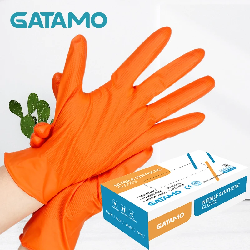 C57 Diamond Synthetic Yellow Nitrile Gloves Yellow  Food Grade 9 mil Orange Nitrile Gloves