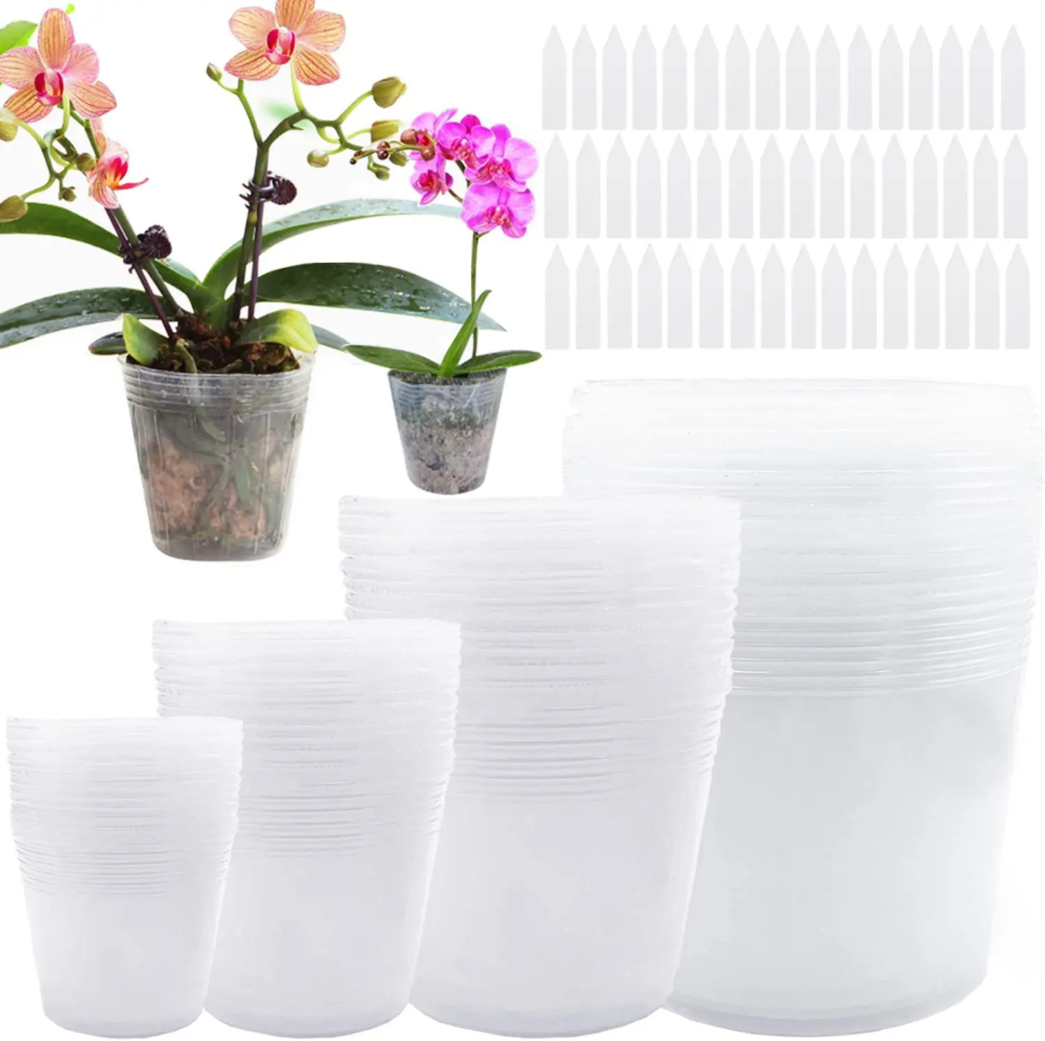 Plant Nursery Pots Transparent Plastic Gardening Pot Soft Clear Plastic Planter with Drainage Hole