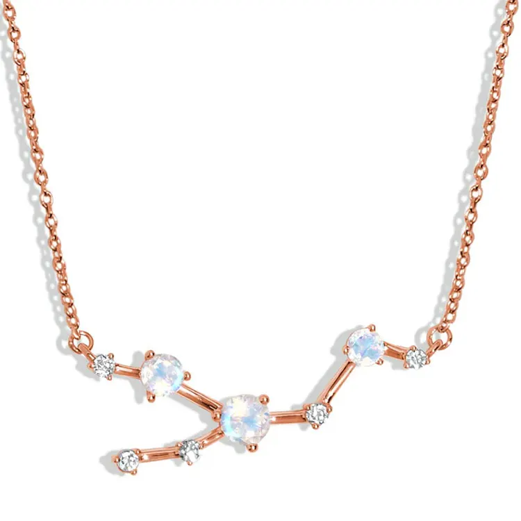 Ожерелье из серебра 925 пробы со знаками Зодиака и лунным камнем