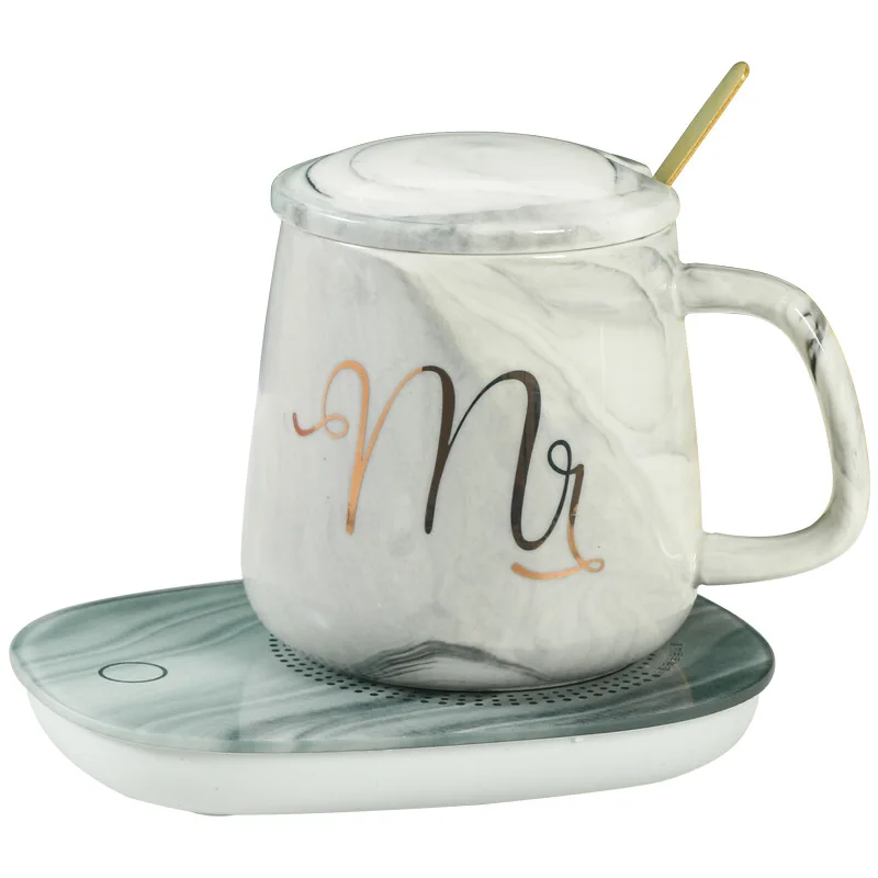 creative couples nordic pink marble electric coffee 55 degree thermostat warm cup ceramic mug