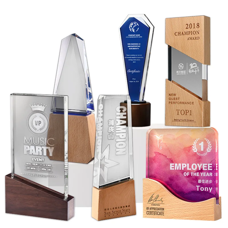 Wholesale Crafts K9 Crystal Trophy Color Printed Crystal Trophy Engrave Crystal Trophy With Base