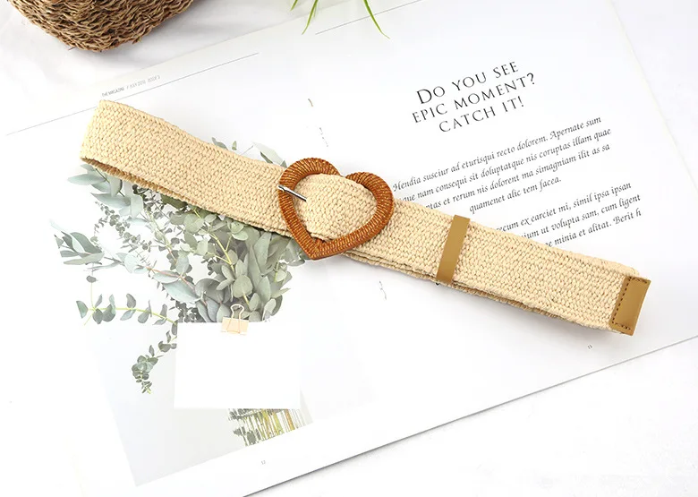 Hot Selling High Quality 4cm Bohemian Belt Heart Smooth Buckle Belt Woman Woven Belt For Dress