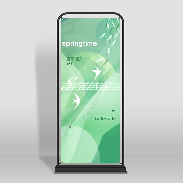 Custom Promotional Exhibition door shape banner stand stainless steel supermarket advertising floor poster display banner stand
