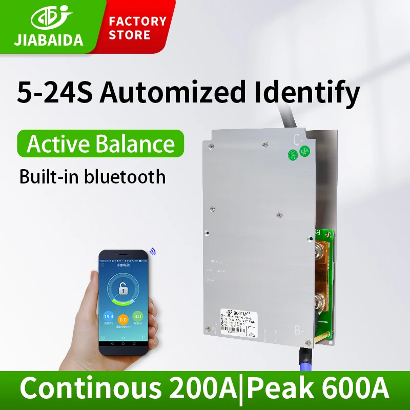 JiaBaiDa smart bms Li-ion 8s 13s 16s 20a 24s lifepo4 200A 72 в 60 48 36 В 24 активный баланс для литий-ионного