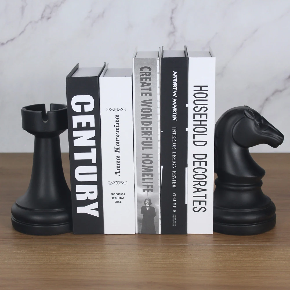 Black Chinese Chess bookend, Chinese Chess Statue Decoration, Home decor bookend ornament