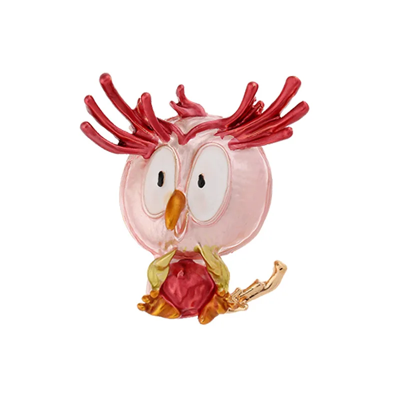 JAENONES Factory Fashion Custom Enamel Alloy Cartoon Animal Cute Pin Owl Brooch Bird Brooch For Women