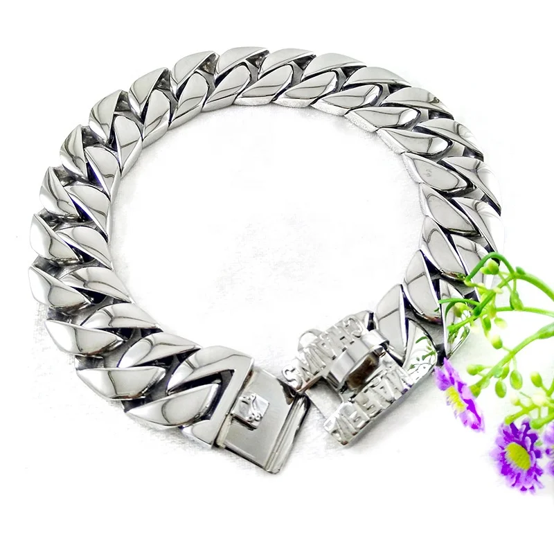 Bulk Discount Stainless Steel Casting Collar 32MM Bright Dog Neck Chain