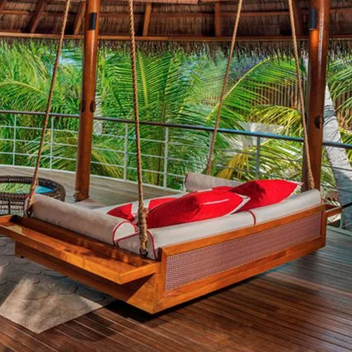 Patio seat Outdoor Factory Wood Furniture Bed love Daybed Garden Hanging Swing luxury Rattan lazy Sofa