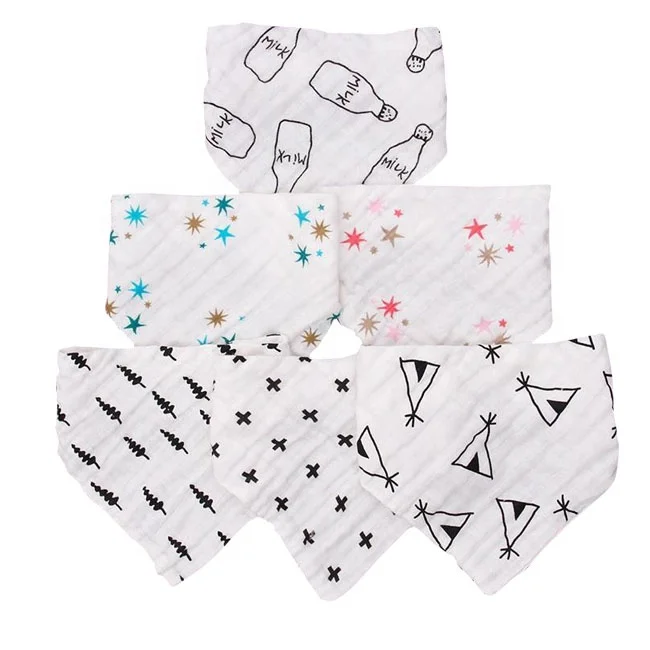 
wholesale breathe free muslin feeding Infant Newborn triangle scarf baby drool Bib 