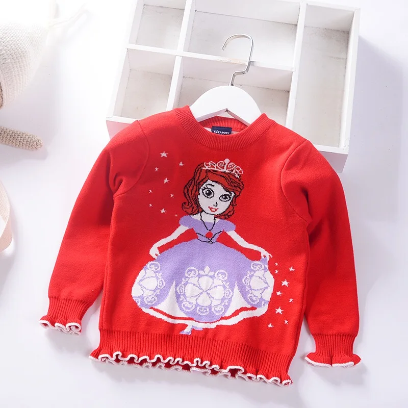 
new design princess knitted winter children woven long sleeve girl kid sweater 