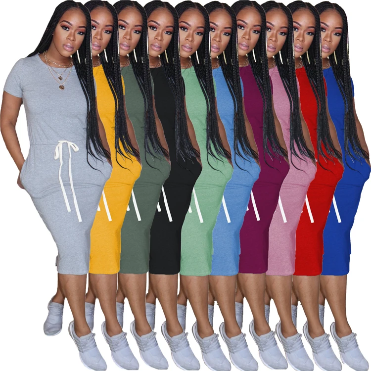 
D94231 Women Clothing Dress Solid Tshirt Ladies Tops Tshirt Dress - Buy Autumn Clothing Women 