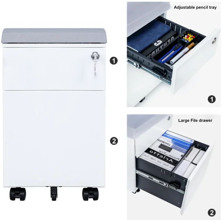 Office Steel Mobile Pedestal Cabinet Custom Small Storage File Cabinet with Drawer