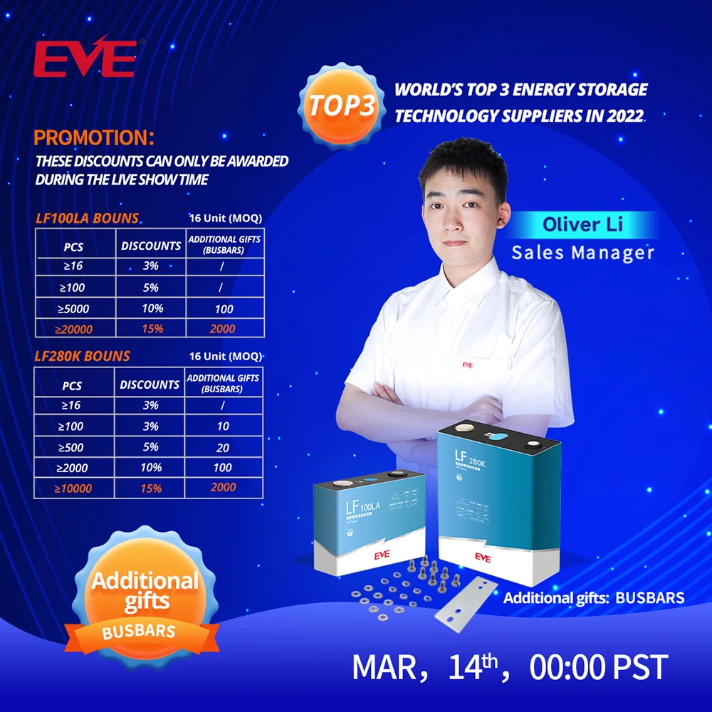 EVE LF304 lifepo4 310ah 310ah lifepo4 cells  3.2v 310ah lifepo4 battery  lifepo4 304ah grade a catl  3.2 ev batterylifepo4 310ah