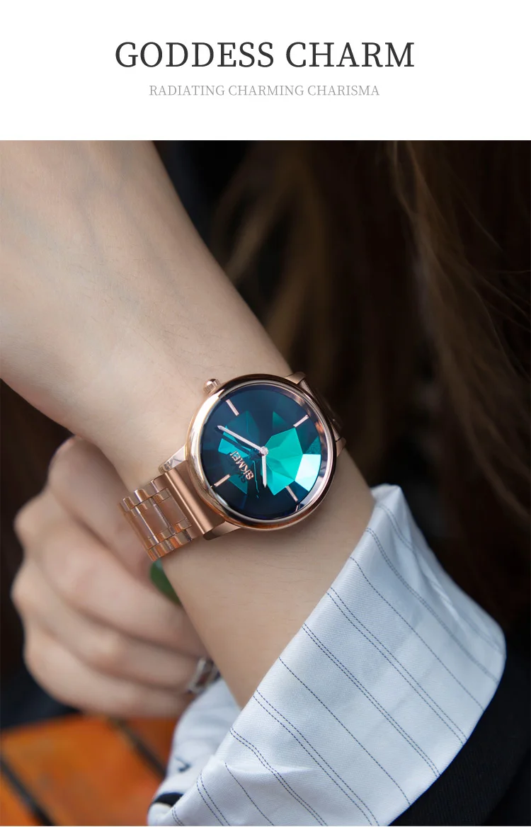 2022 SKMEI 1789 Wholesale Top Brand Zinc Alloy Case 3ATM Waterproof Gemstone Quartz Watches For Ladies