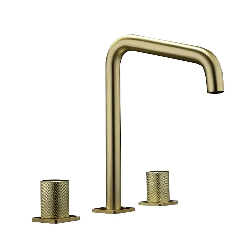 AMAXO Hot Sale Bathroom Faucet 2 Handle Gold Square Tap Water Lavatory Faucets Basin For Bathroom