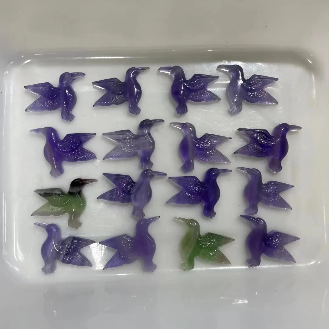 Custom Animal Carvings fluorite flyer Hand Carved Raven Crystal rose quartzgemstone fluorite flyer Bird