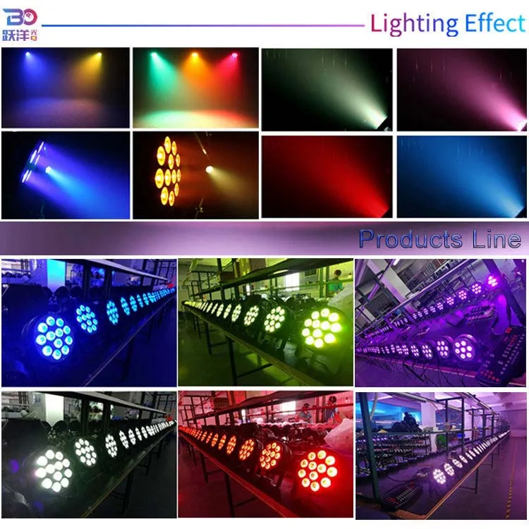 6in1 RGBAW UV IR Remote control 12x8 dmx flat led par can light with great wash effect for live events