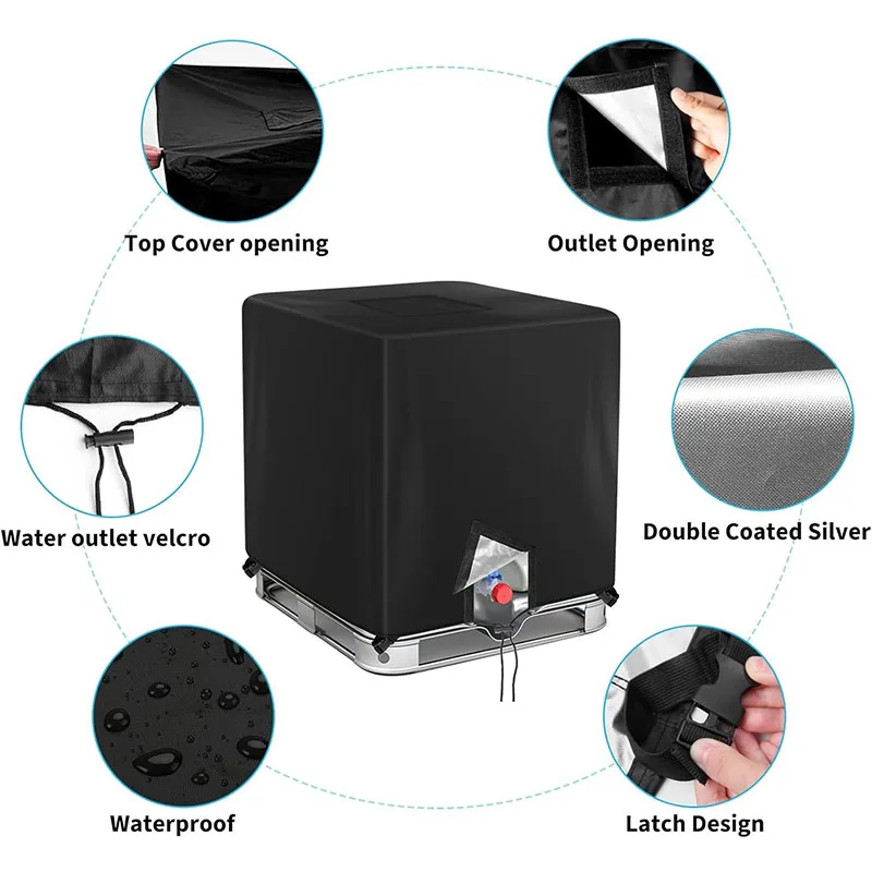 420D Анти-ультрафиолетовая водонепроницаемая крышка IBC Tote 1000L контейнер 275 галлон дождевой бочонка уличная Солнцезащитная оксфордская мебель чехлы