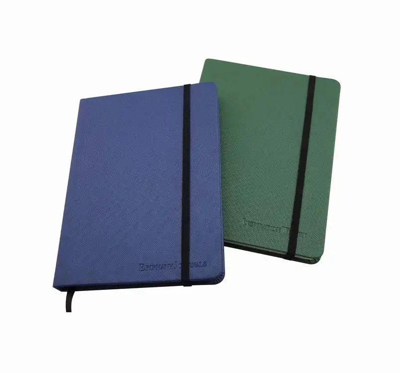 Classics embossed logo leather cover notebook with elastic strap  Pu cover notebook with elastic band notebook