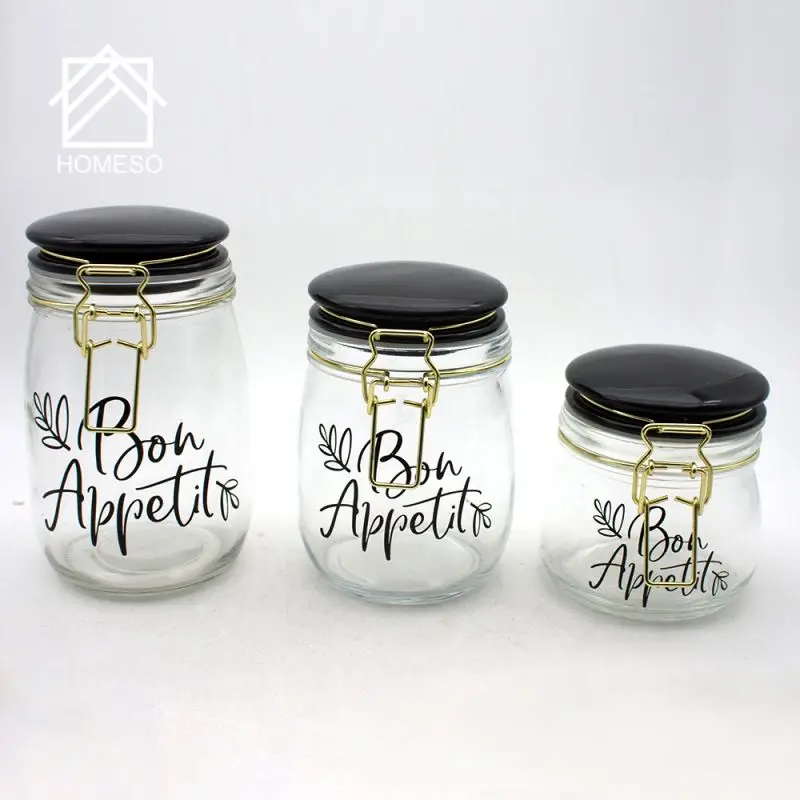 Small Mini Glass Storage Bottle Storage Container Jars Clip Lock Clamp Clasp Flip Lid Metal Hoop Glass Jar