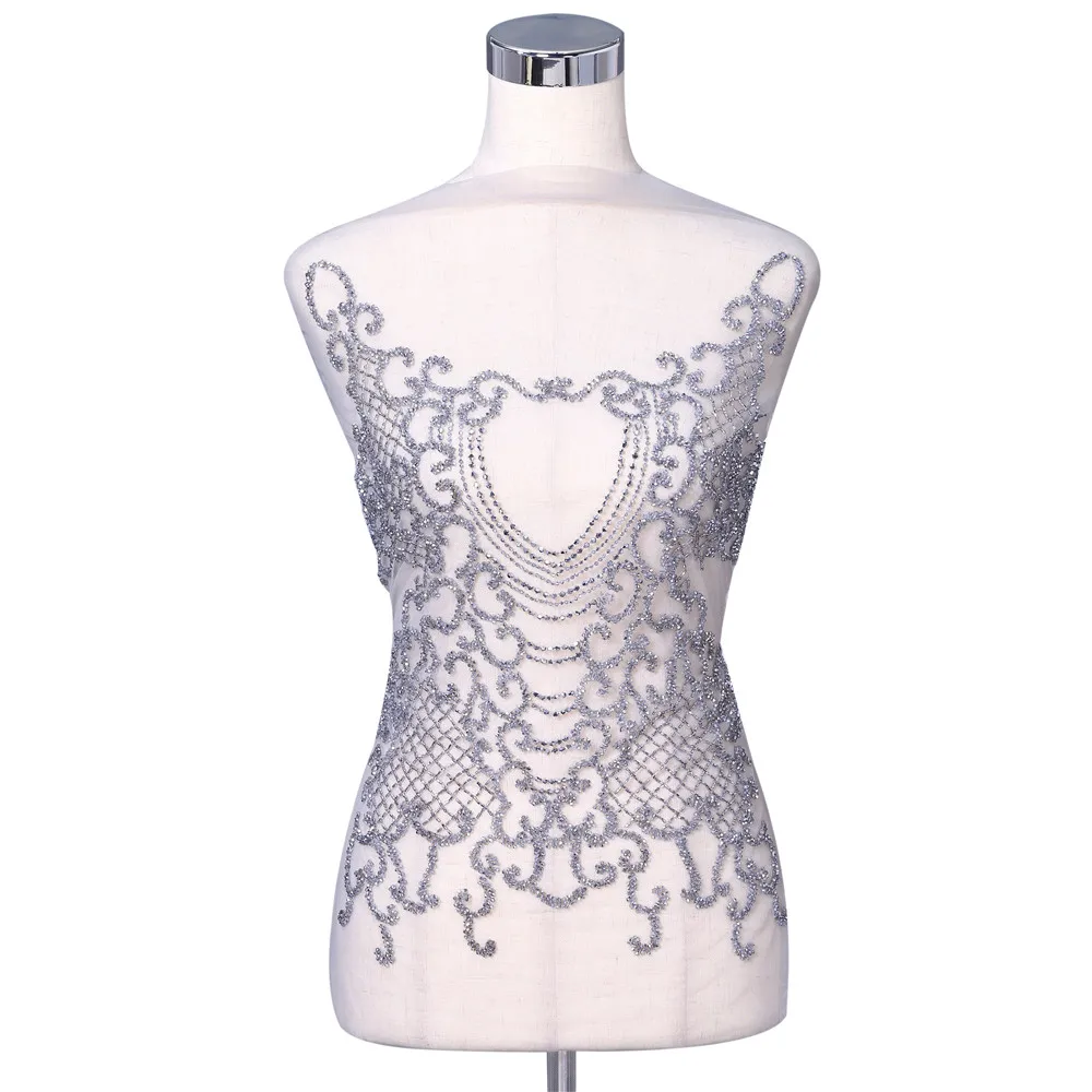 Dra-405 rhinestone crystal stone applique patches bodice patches for wedding dress